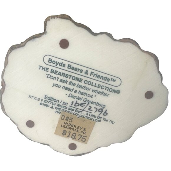 VINTAGE 1999 Boyds Bears & Friends The Bearstone Collection Wanda & Gert #227719 - Picture 10 of 14